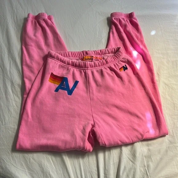 Nwot aviator nation pink high waist sweatpants - Picture 1 of 4